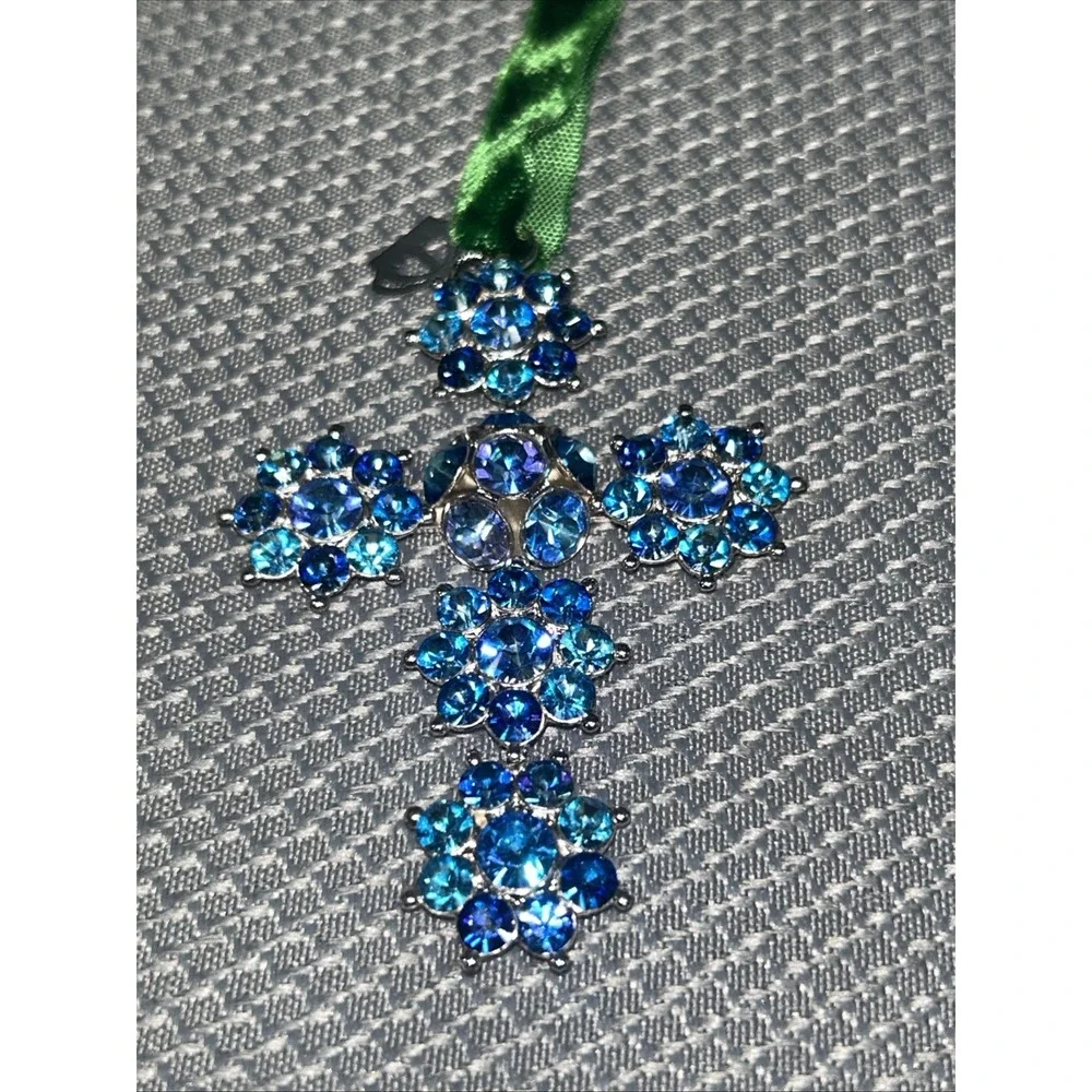 Wenceslaus Crown Ornament‎ Collection Blue Bohemian Crystal Cross Ornament Czech